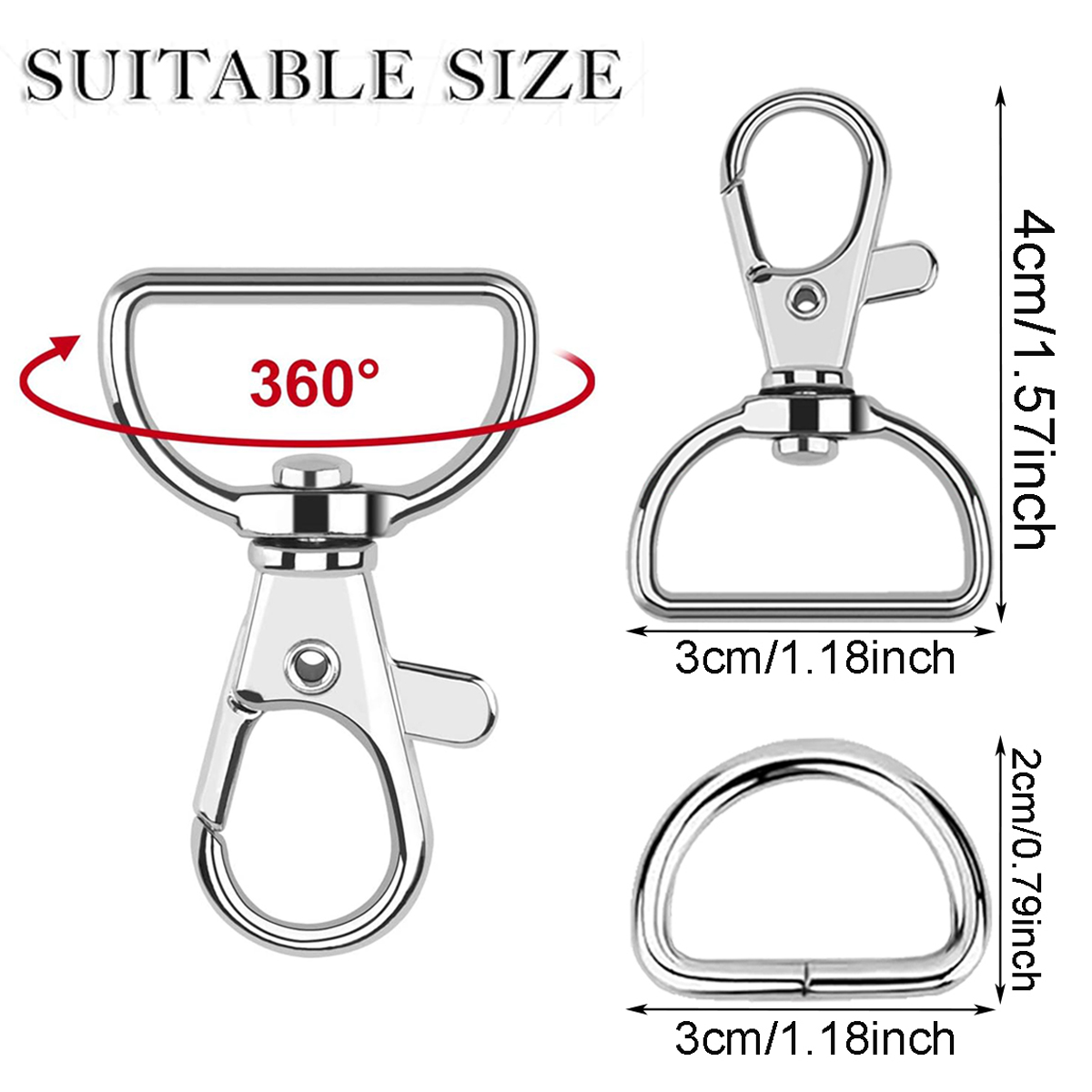 10/20세트 대형 D 클립 회전식 키체인 고리(D링  - Fishing Swivel Connector 리뷰 및 가격
